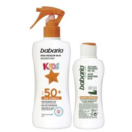 Babaria Sun Kids Sunscreen Lotion Water Resistant Spf50 Spray 200ml Set 2 Pieces